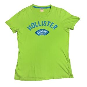 Hollister Classic 1922 Tee Lime Green Logo T-Shirt Womens Size Large